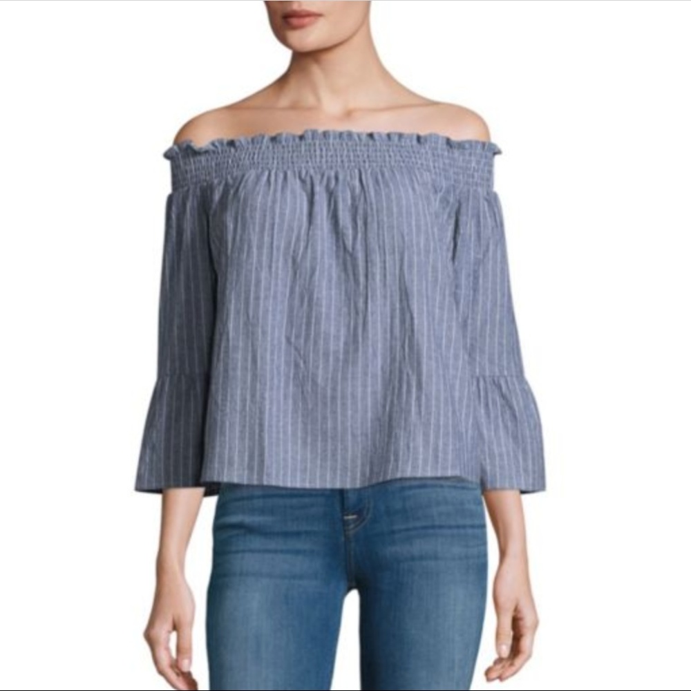 Lucca Striped Off Shoulder Cotton Top Medium New!